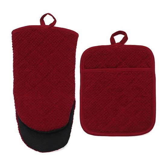 Food Network™ Terry Neoprene Oven Mitt & Pot Holder Set Khaki 7 Food Network™ Terry Neoprene Oven Mitt & Pot Holder Set Khaki - Image 5