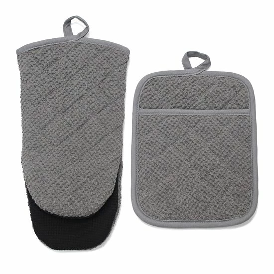 Food Network™ Terry Neoprene Oven Mitt & Pot Holder Set Khaki 8 Food Network™ Terry Neoprene Oven Mitt & Pot Holder Set Khaki - Image 6